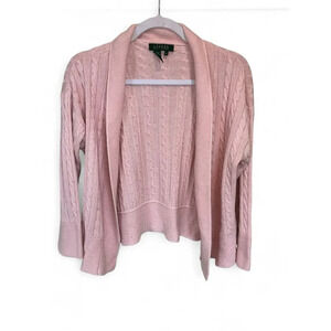 Ralph Lauren Women's Sweater Open Cardigan Size Medium Pink Silk/Cashmere